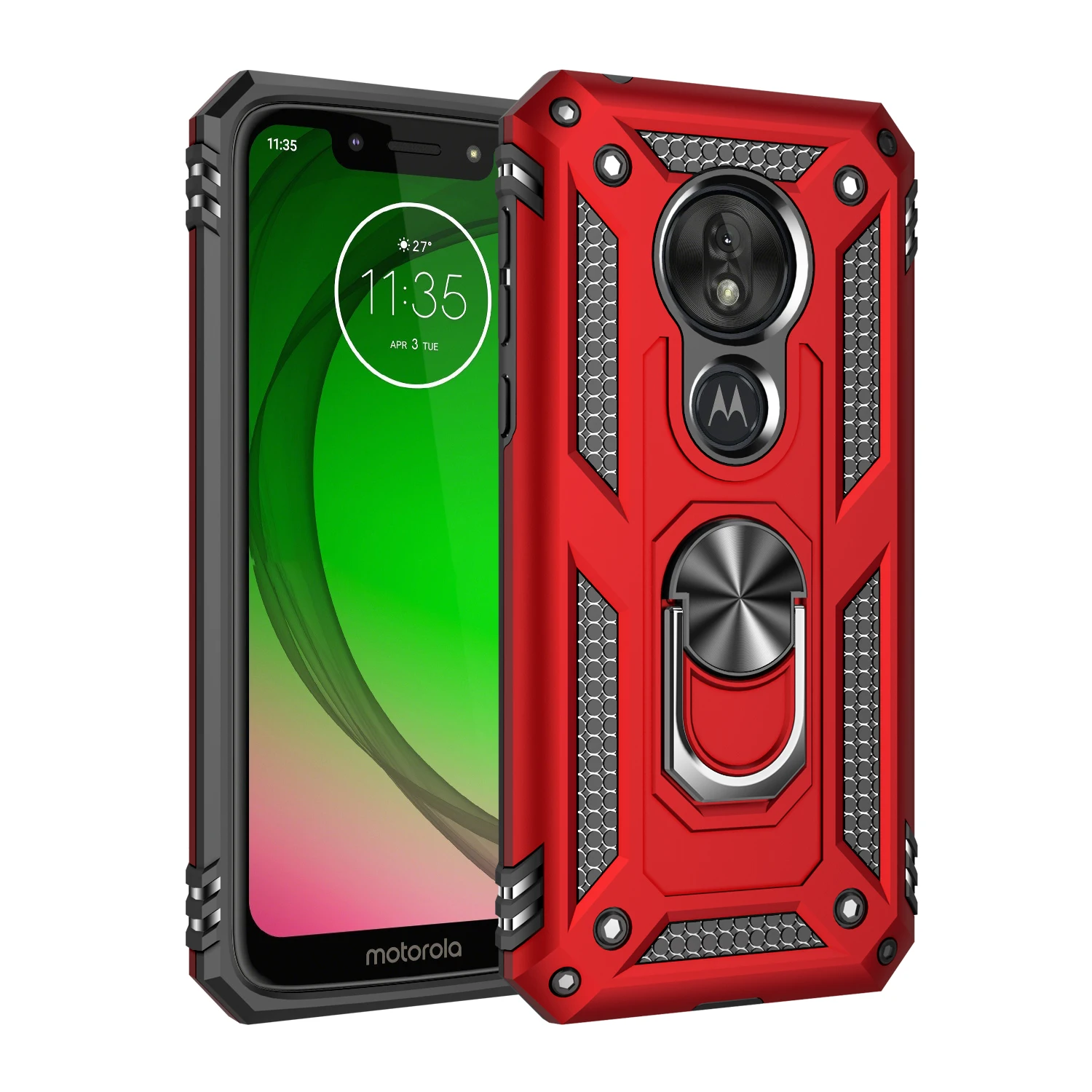 Противоударный армированный чехол с подставкой для Moto G7 магнитный держатель