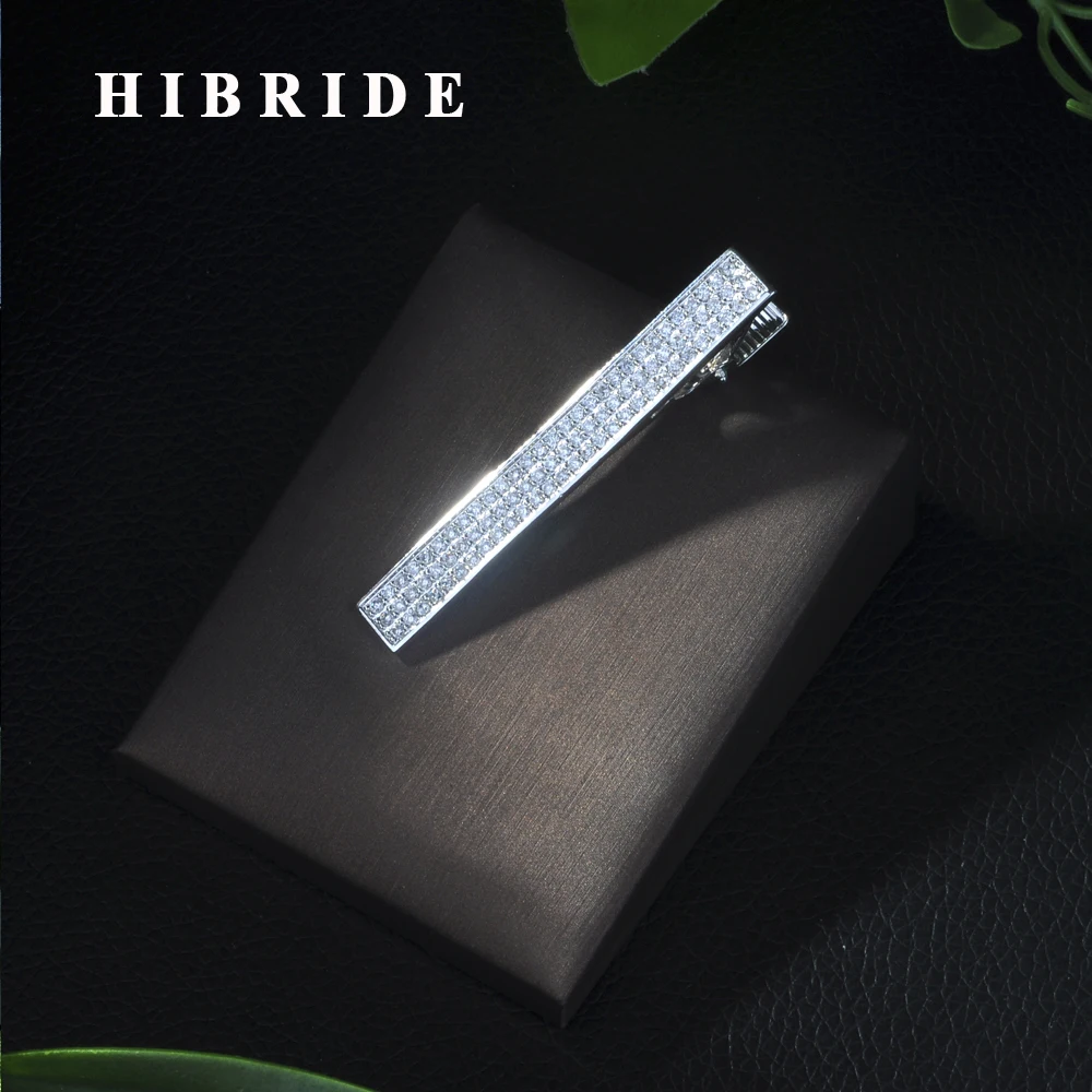 

HIBRIDE Classic Men Tie Pin Clips of Casual Style Tie Clip Fashion Jewelry Exquisite Wedding Tie Bar Silver And Golden Color