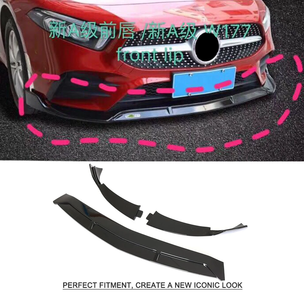 Автомобильный передний бампер спойлер для Mercedes Benz A Class W177 Sport A180 A200 A45 AMG 2019 3