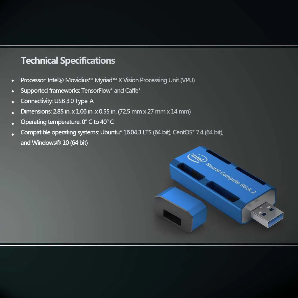 Intel NCS2 мобильный нейрол Compute Stick 2 идеально подходит для глубоких нейронных