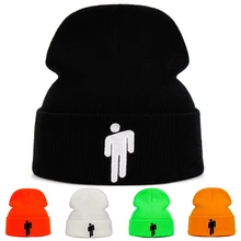 Вязаная зимняя шапка Billie Eilish, однотонная вязаная шапка в стиле хип-хоп Skullies, аксессуар для костюма, теплая зимняя шапка, 5 цветов