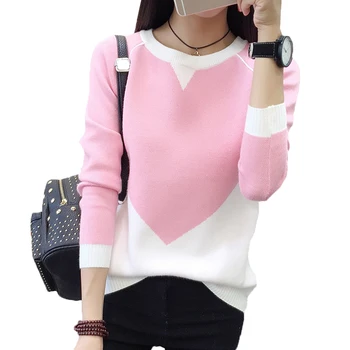 

Cozy Autumn Loose Women's sweater 2018 New Round neck Hedging Stitching Thick warm Knit top sweater Casual fashion Female W116