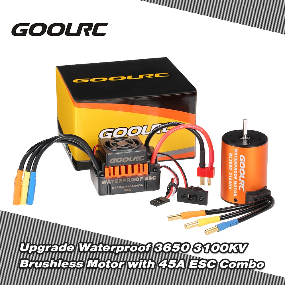 

GoolRC Upgrade Waterproof 3650 3100KV Brushless Motor with 45A ESC Combo Set for 1/10 RC Car Truck