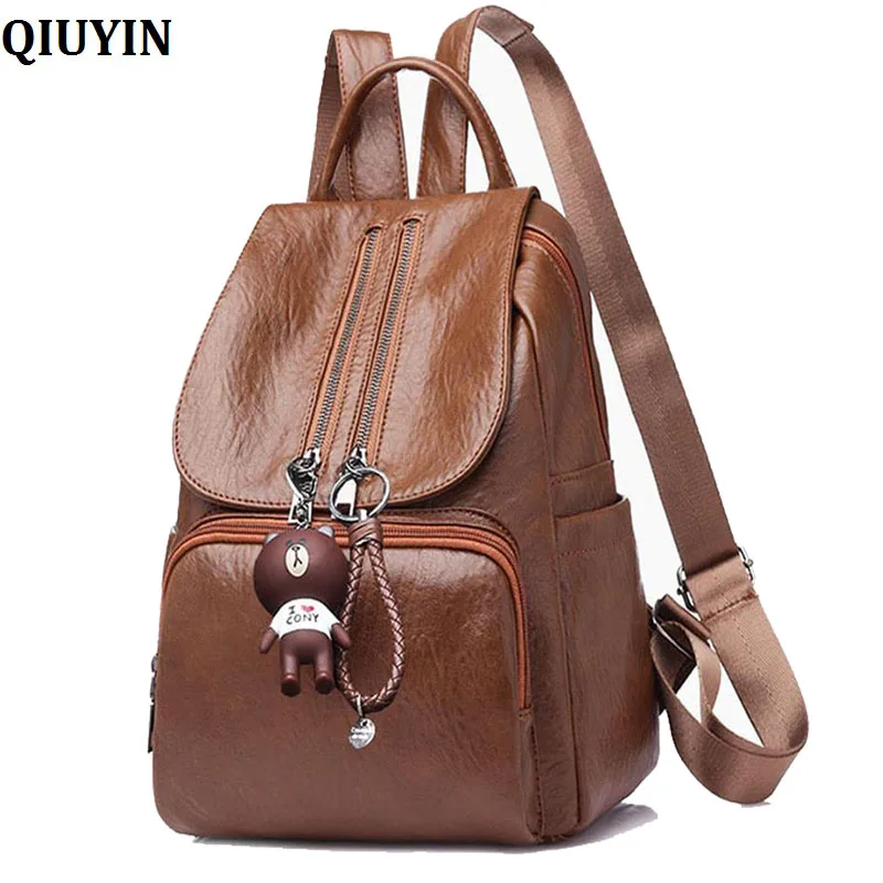 

QIUYIN Mochilas School Bags For Girls 2019 Women Leather Backpacks Vintage Female Shoulder Bag Sac a Dos Travel Ladies Bagpack