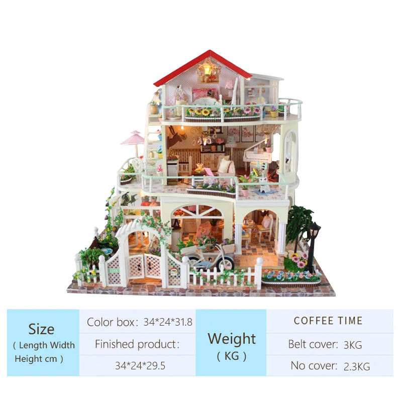 Wooden DIY Doll House Model Toys for Everlasting Light Dollhouse Mini Building Minature with Dust Cover Dolls House 13845 Wooden DIY Doll House Model Toys for Everlasting Light Dollhouse Mini Building Minature with Dust Cover Dolls House 13845