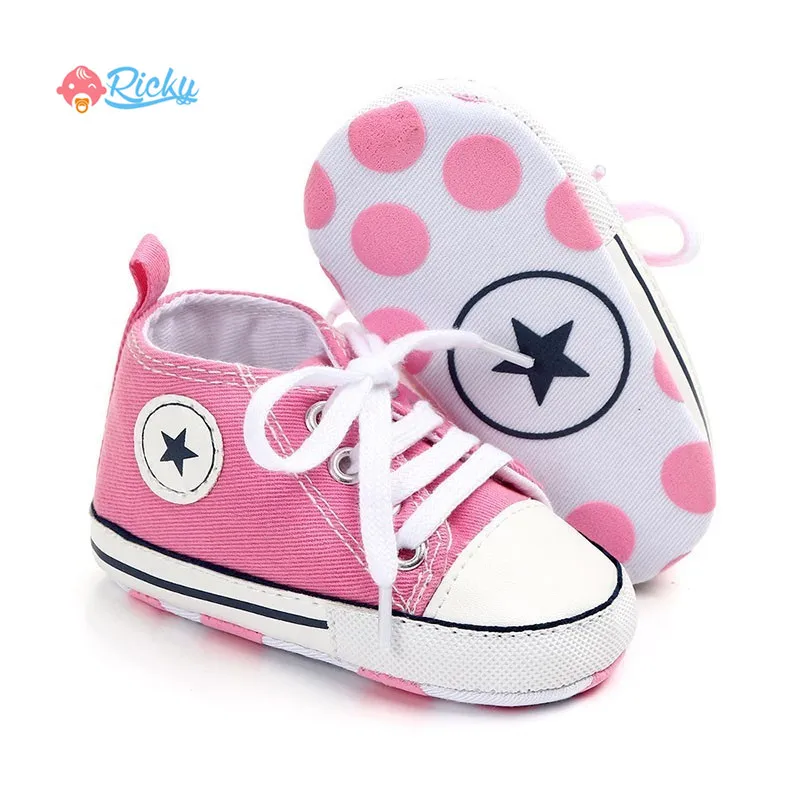 

Branded Newborn Sneakers Baby Girls Boys Lace-up Canvas Shoes Active All Star First Walkers Toddler Shoes