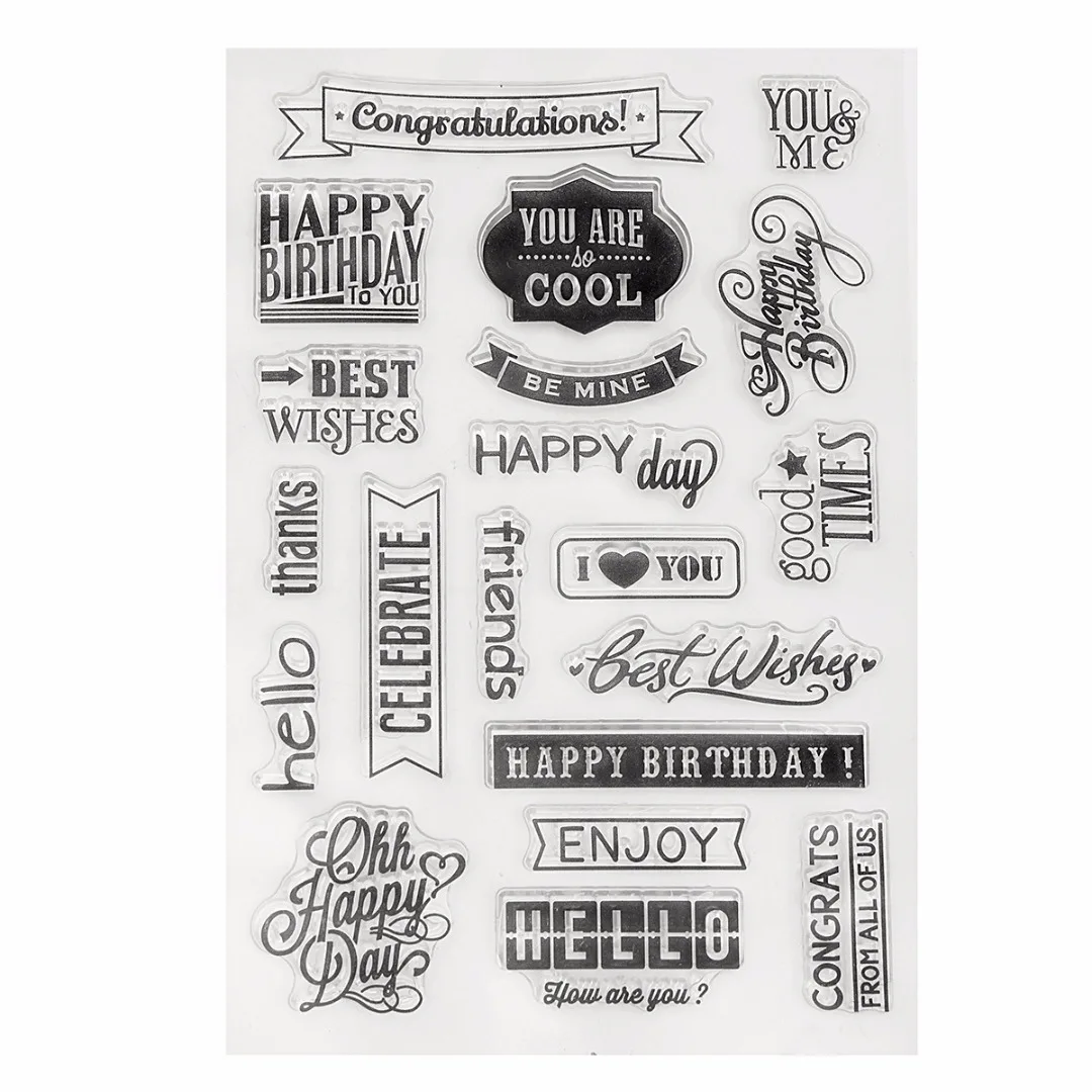 JX-LCLYL 16*11cm Happy Birthday Transparent Silicone Rubber Stamp Cling Seal Scrapbooking