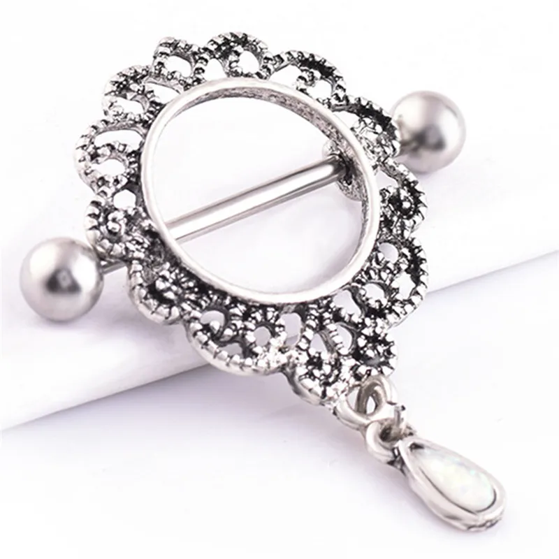 

1pc New Desgin Silver Sun Drop Piercing Nipple Shield Barbell Ring Body Jewelry Steel
