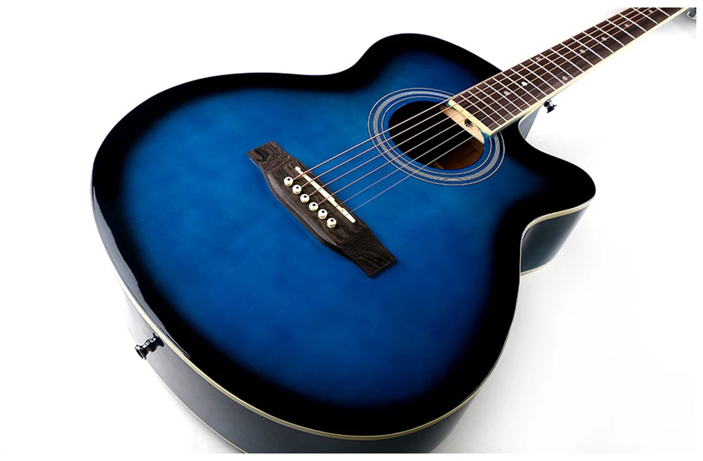 Гитара акустическая электрическая стальная струна 40 дюймов A-Body Guitarra 6 струн поп-фолк Cutaway High Gloss Pickup All Basswood White