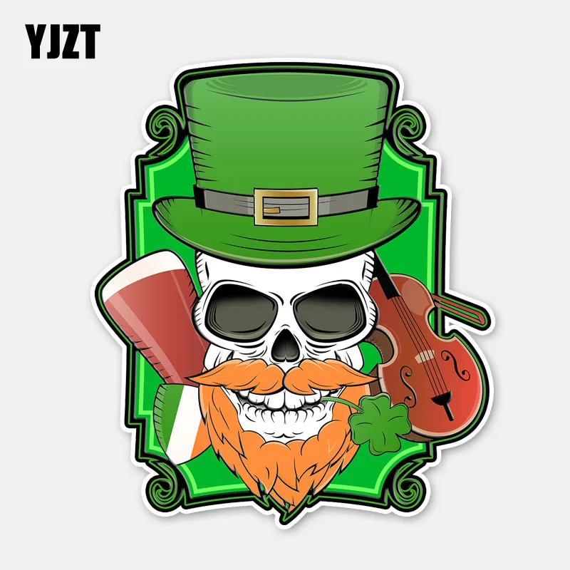 

YJZT 10.5CM*12.1CM Personality IRISH SKULL Violin Car Body Window Decal Car Sticker 6-2982
