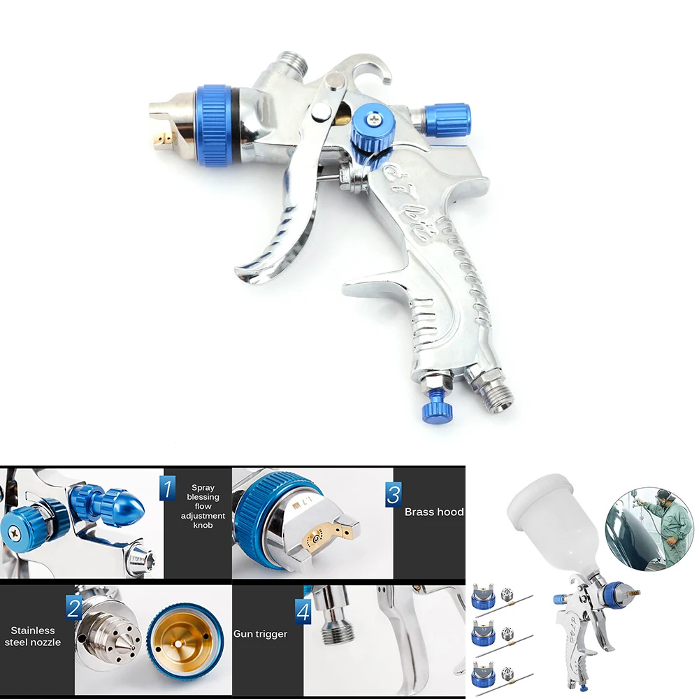 Профессиональный пистолет-распылитель с 3 насадками 1,4 мм 1,7 мм и 2,0 мм краскопульты Аэрограф Для краскопульта