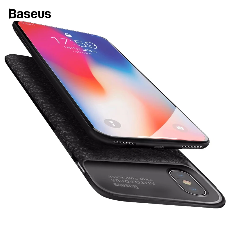 Baseus 3500mAh зарядное устройство чехол для iPhone X Внешний аккумулятор ультра тонкий