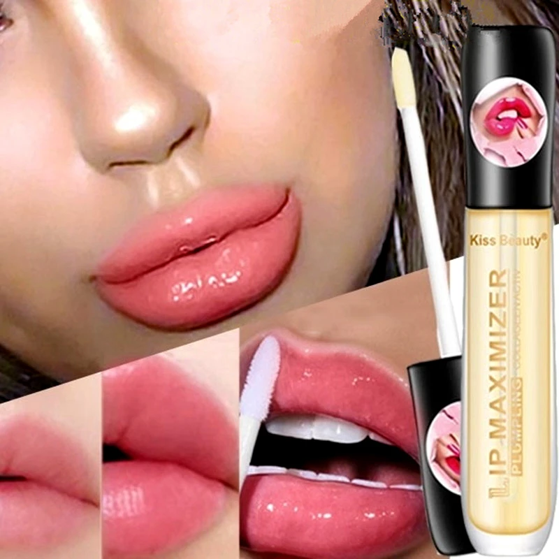 

Lips Makeup Plumper Lip Gloss Long Lasting Big Lip Plump Moisturizer Volume Full Sexy Vitamin E Mineral Oil Matte Lipgloss