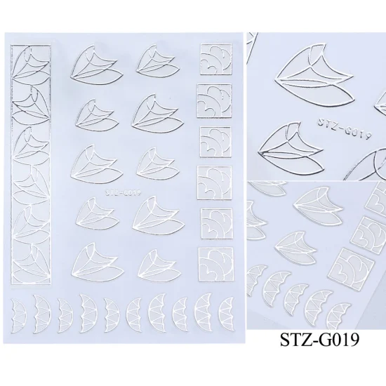 1 шт 3D наклейки для ногтей, наклейки для дизайна ногтей, Геометрические полосы, Бабочка, золотой, серебряный дизайн, Слайдеры для маникюра, фольга, TRSTZG14-20 - Цвет: STZ-G19 Silver