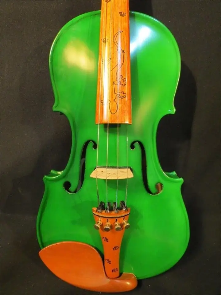 beautiful Green best craft 4 strings 4/4 electric violin +Acoustic