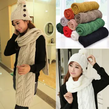 

Hirigin 2017 Fashion Women Men Winter Warm Braided Knit Wool Long Scarf Wraps Shawl Scarves Slild Color 180CM/30CM Size