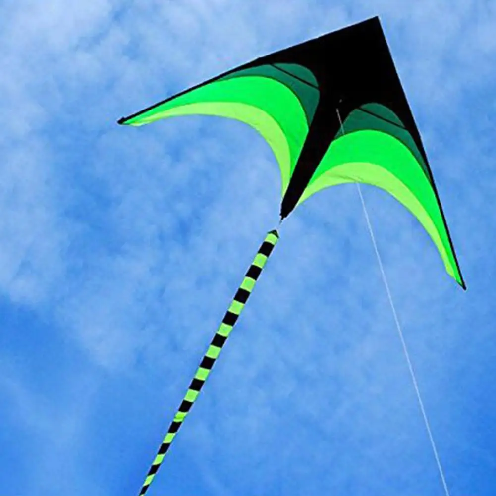 

2M Prairie Pattern Triangular Kite Ideal Picnic Toy With 10M Black And Green Floating Tail For Kids