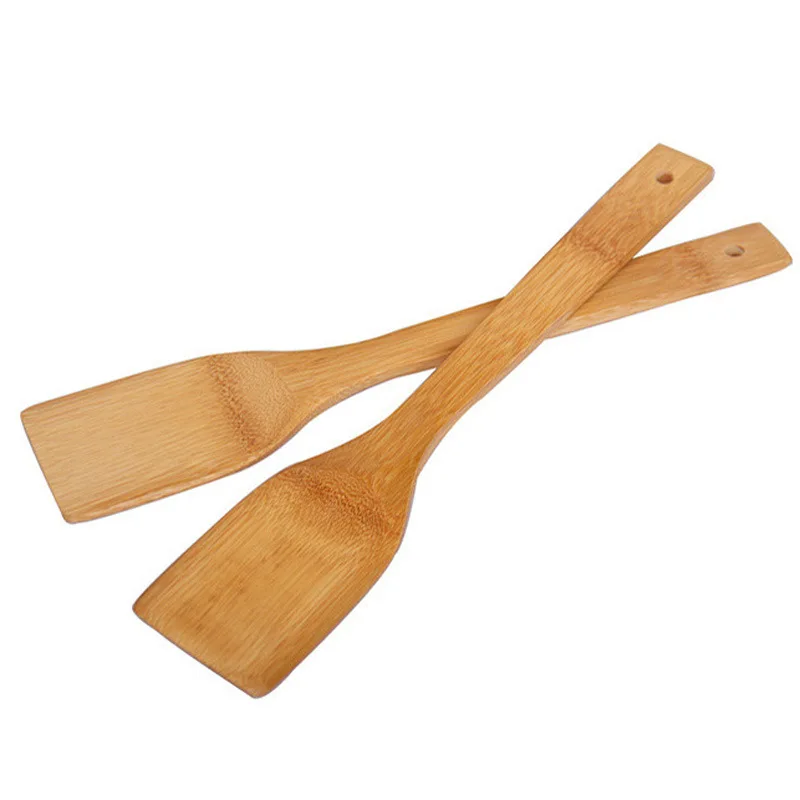 Здоровая бамбуковая деревянная кухонная шлицевая лопатка, ложка для смешивания, держатель для натурального здоровья, Бамбуковая деревянная лопатка для ужина, пищевые лопатки для вока