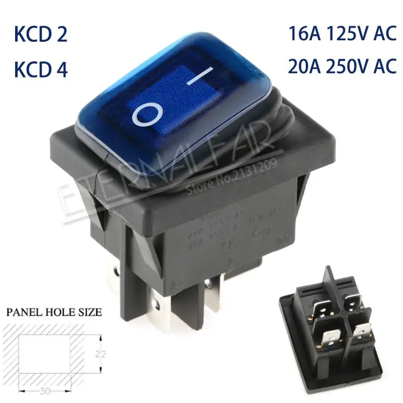 KCD1 KCD2 KCD4 KCD6 On Off 10A 16A 20A 125V 250V AC сверхмощный DPST герметичный водонепроницаемый авто лодка морской тумблер кулисный переключатель с