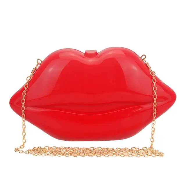 red crossbody bag with gold chain