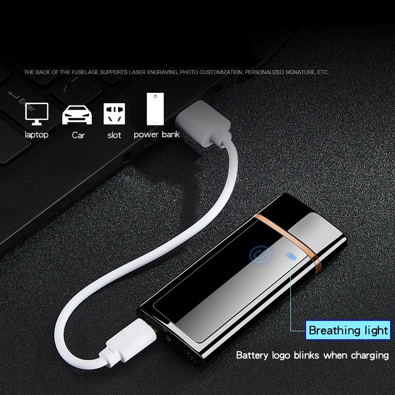 Электронная ветрозащитная зажигалка с Usb зарядкой тонкая женская и Мужская