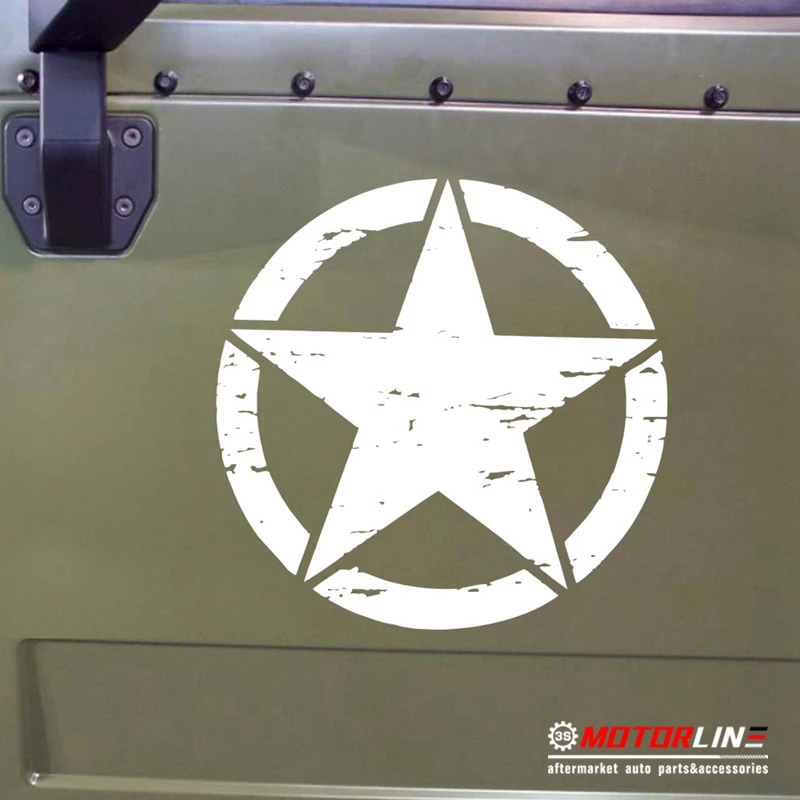 Army Star Decal Sticker Car Vinyl distressed Fit for Jeep Wrangler etc