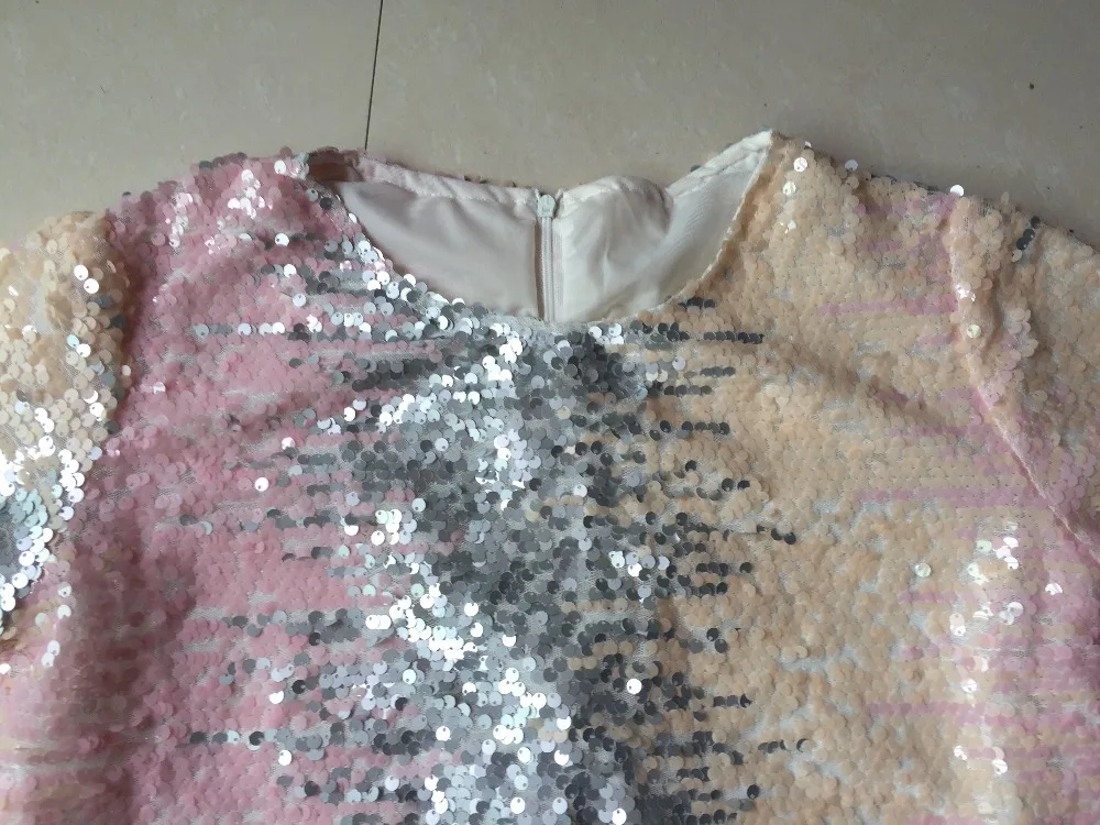 Женская футболка с пайетками,, летние топы с коротким рукавом, градиентные цвета, женские свободные футболки, розовая футболка