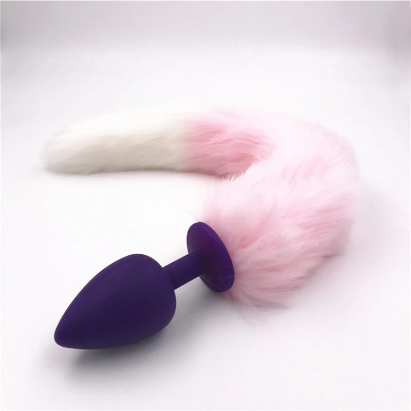Anal Plug 3 Colors Silicone Fox Tail Butt Stopper Pink and White Anus Dilator Adult Game Sex Toys for Couples H8-90A | Красота и