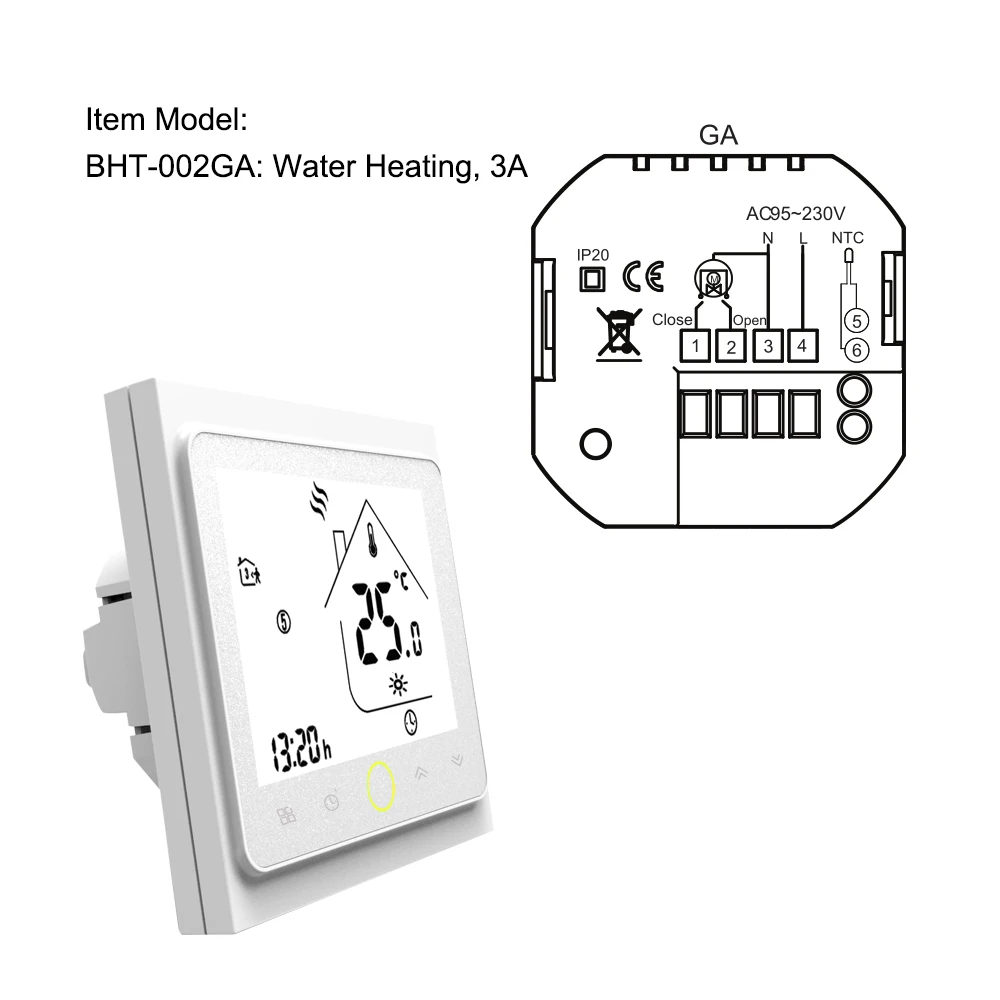 BHT-002GA 3A термостатический водонагреватель с сенсорный ЖК-дисплей энергосберегающий умный термостат Температура контроллер