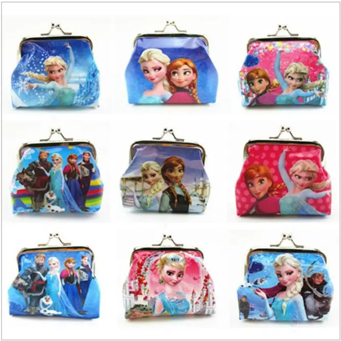  1 Piece Coin Purses Elsa Anna Olaf Square Hasp PVC Coin Purse Girls Snow Queen elsa Wallet Chilldren Elsa Anna Party Supplies 