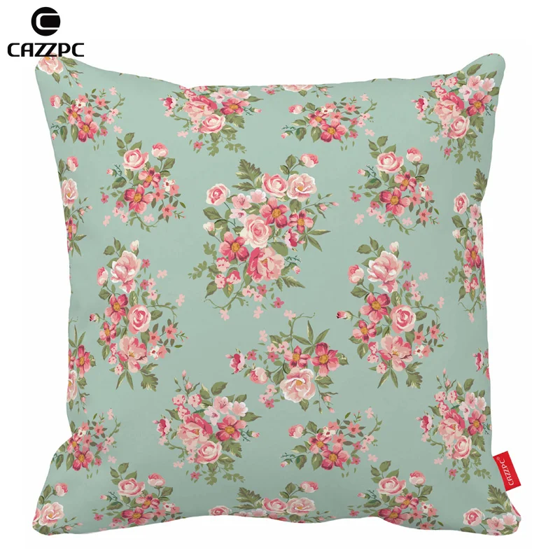Зеленый розовый красивый цветочный бесшовный принт, автомобильная декоративная наволочка, наволочки для подушек, наволочки для дивана, стула, домашний декор