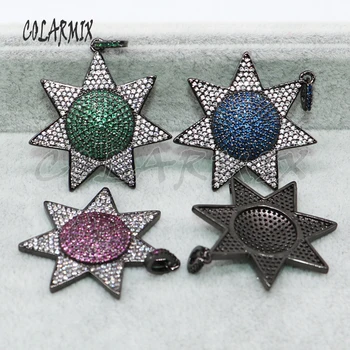

5 pieces star pendants sun shape pendant beads micro pave tiny crystal stone jewelry pendants wholesale jewelry finding 5036