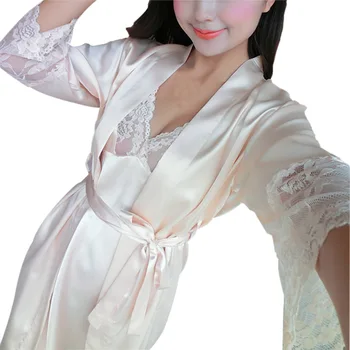

Women Sexy Lingerie Dress Lace Sheer Long Night Dress Sleepwear