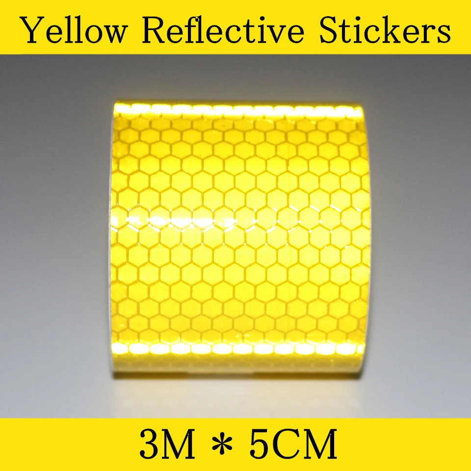 

3M*5cm Motorcycle decoration Reflective Adhesive Tape Yellow Stickers For Car Styling Strips Auto Safety Material Warning Tape