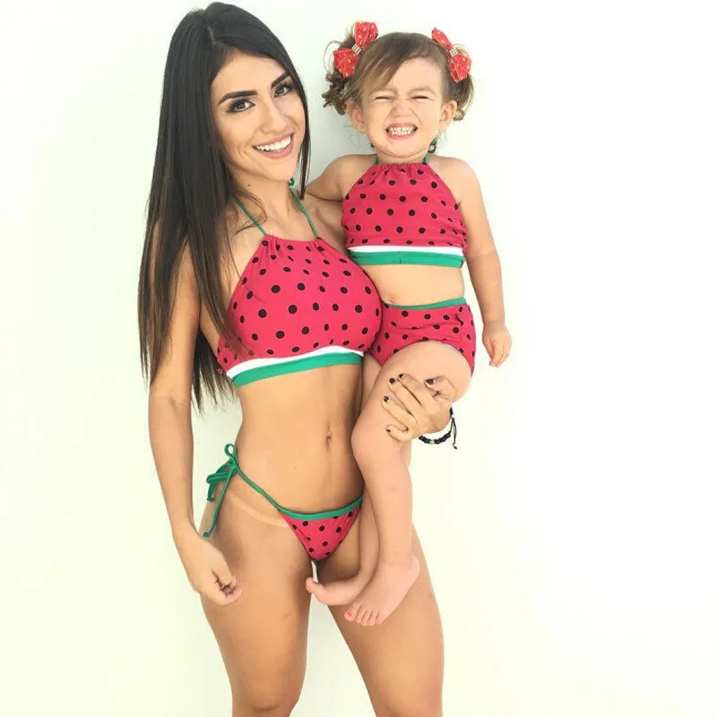 

Bikinis Mother Daughter Swimsuit 2pcs Family Matching Sets Bow Striped Bikini Toddler Kids Beachwear Swimming Swimwear Hot Sexy