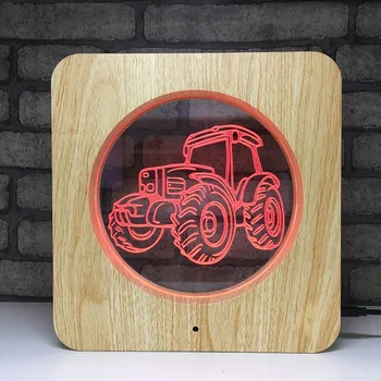 

New exotic creative table lamp 7 color gift light Wood grain 3d night light Acrylic energy saving led lamp