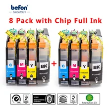 Befon X8 Pack Cartouche De Remplacement pour Frère LC223 LC 223 LC223Bk Cartouche D'encre DCP-J4120DW MFC-J4420DW/J4620DW 4625DW 5320DW
