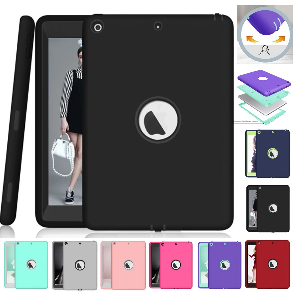 Чехол для iPad 9 7 2018 2017 Heavy Duty Ударопрочный силиконовый Жесткий ПК Резина полный
