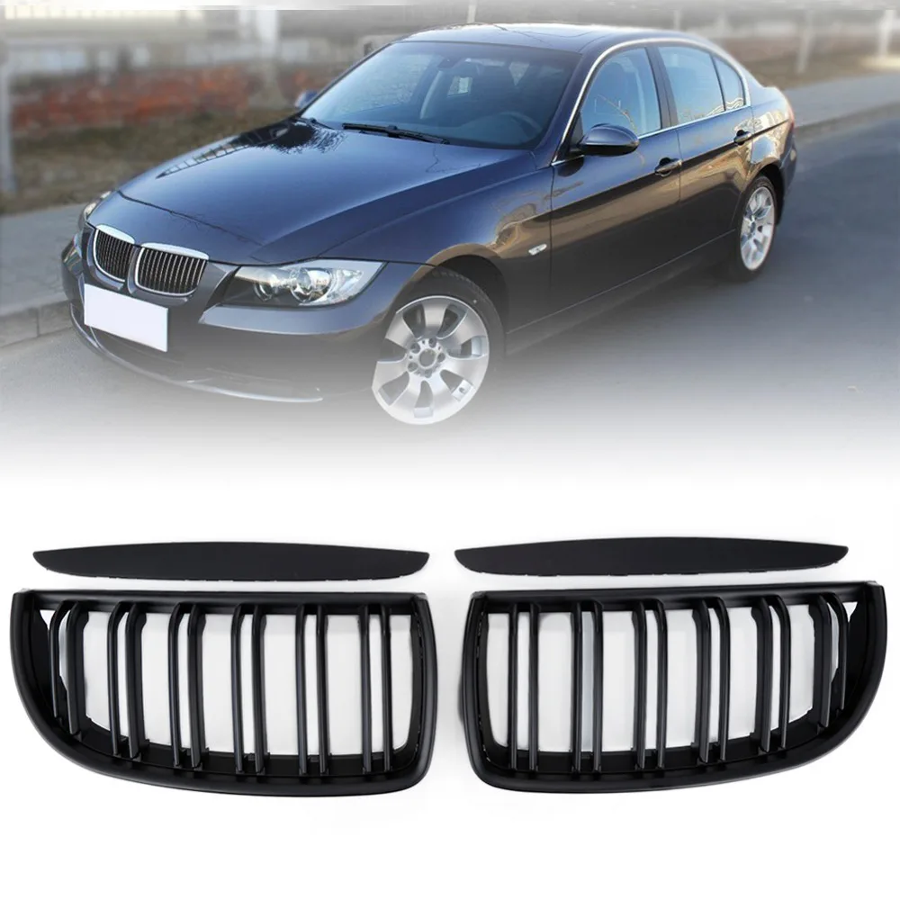 Noir mat Auto Bonnet Racing Grilles de voiture avant Centre pare-chocs Capuche Rein Grille Grill