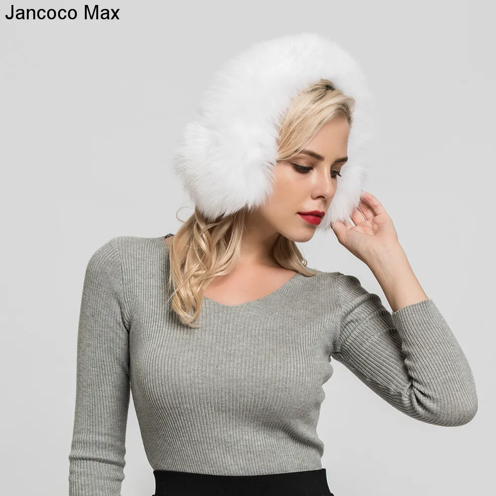 Jancoco Max + 2019 новый реальный Лисий меховые наушники зимний теплый шарф Одежда высшего качества Earflap Для женщин S7136