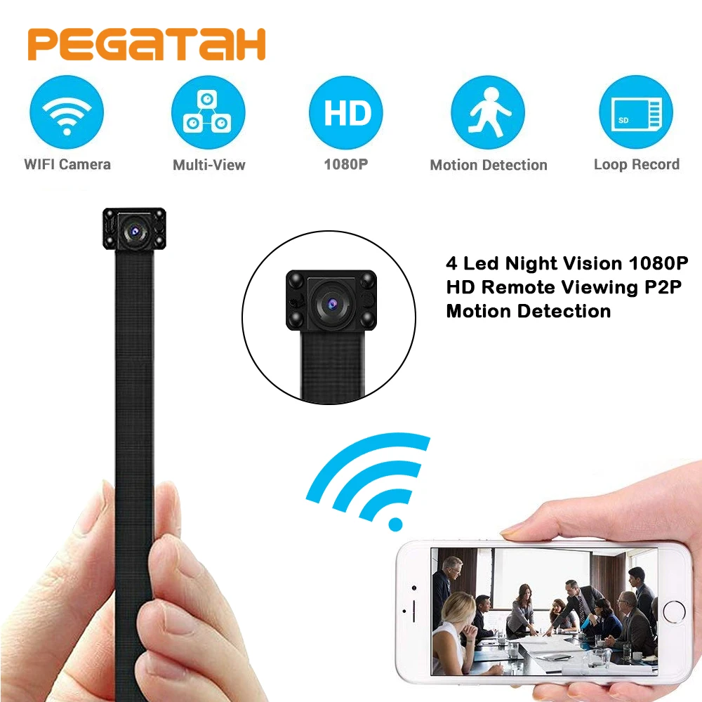 Мини Wi Fi HD камера New1080P P2P TF слот для видеозаписи пульт дистанционного управления