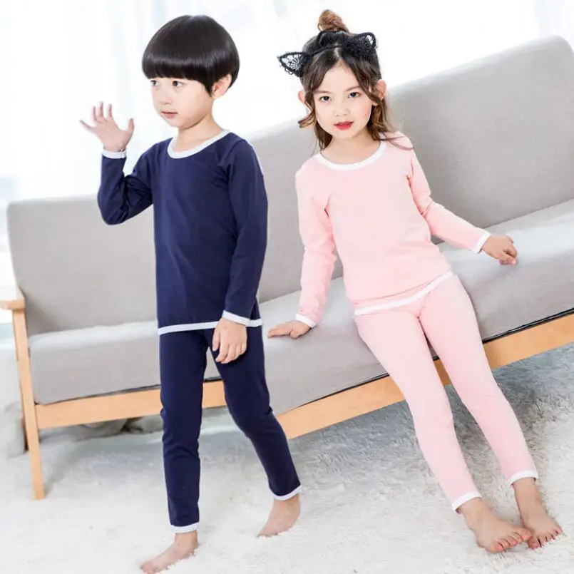

2018 Toddler Teen Pajamas Kids Cotton Long Sleeve Shirts+Pants 2 Pcs Clothes Sets Children Sleepwear Boys Girls Pyjamas JW3556A