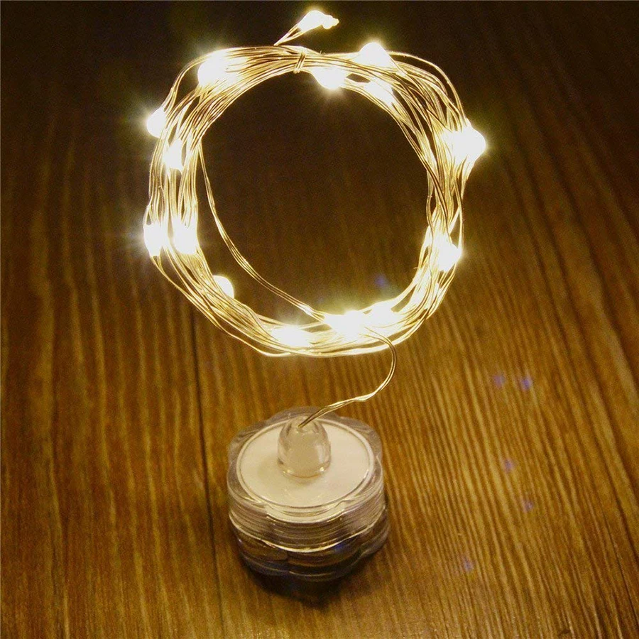 

BEIAIDI 1PC 2M 20 LED Submersible Starry Fairy Light String CR2032 Battery Powered Copper Wire Underwater Christmas String Light