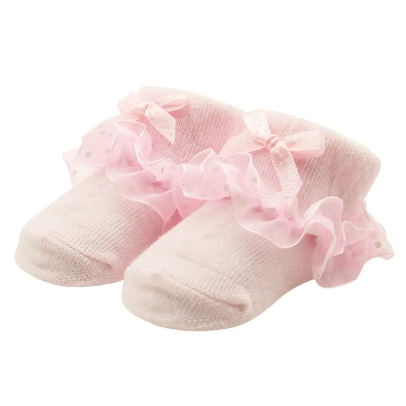 

Infants Baby Girls Cotton Lace Ruffle Ankle Socks Princess Bowknots Socks
