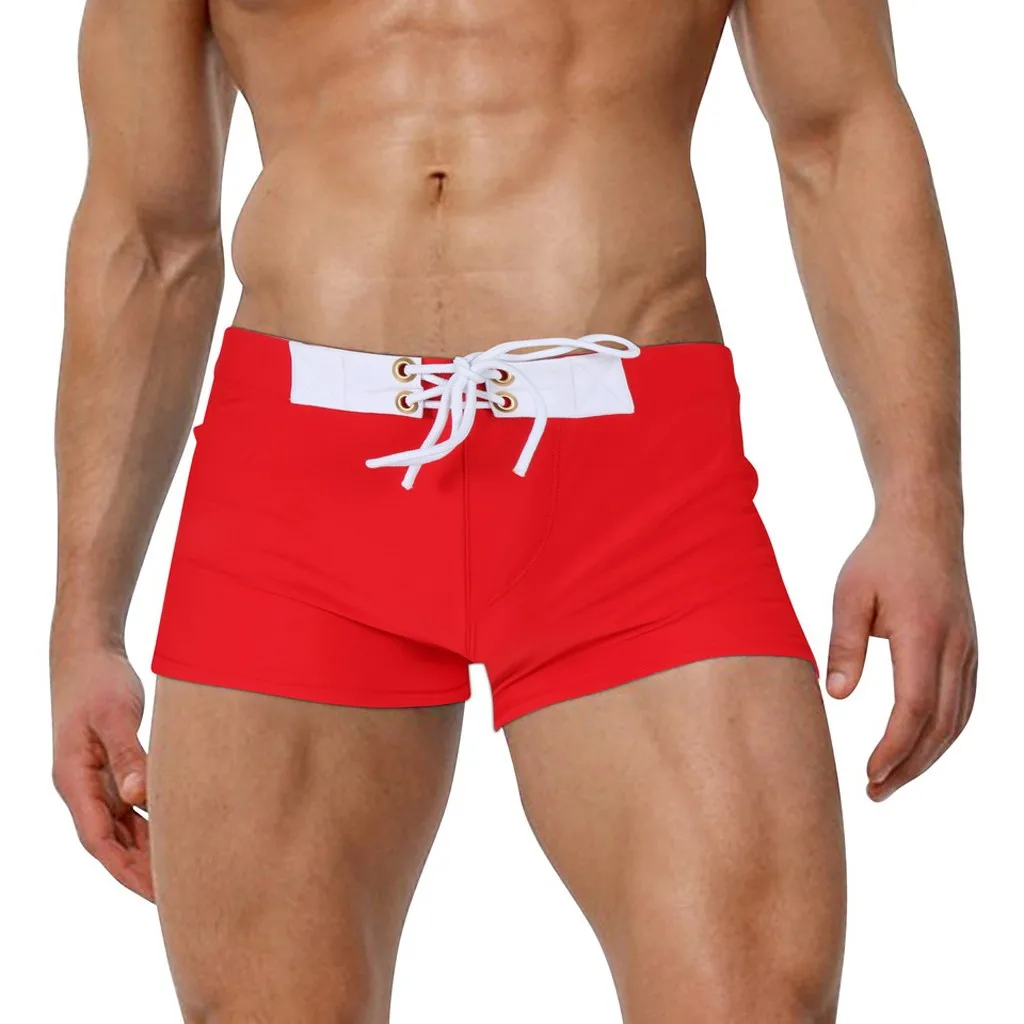 Модные Для мужчин дышащая Мужские Шорты для купания штаны цельные купальники Пляжные шорты тонкая одежда# TX4 - Цвет: Красный