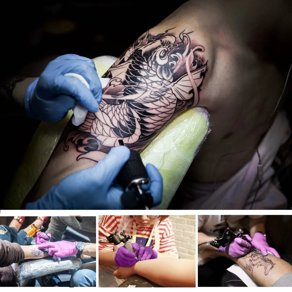 L розовый/синий 100 шт одноразовая перчатка латексная для татуировки боди-арт пищевые перчатки чистящие перчатки противоскользящие кислотные/щелочные резиновые перчатки