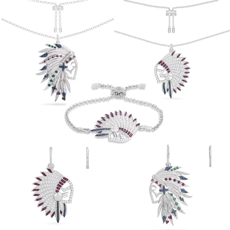 

service you Fashion 100% Sterling Silver APM Original 1:1 High Quality Feather Jewelry Sets Women Jewelry Free Mail