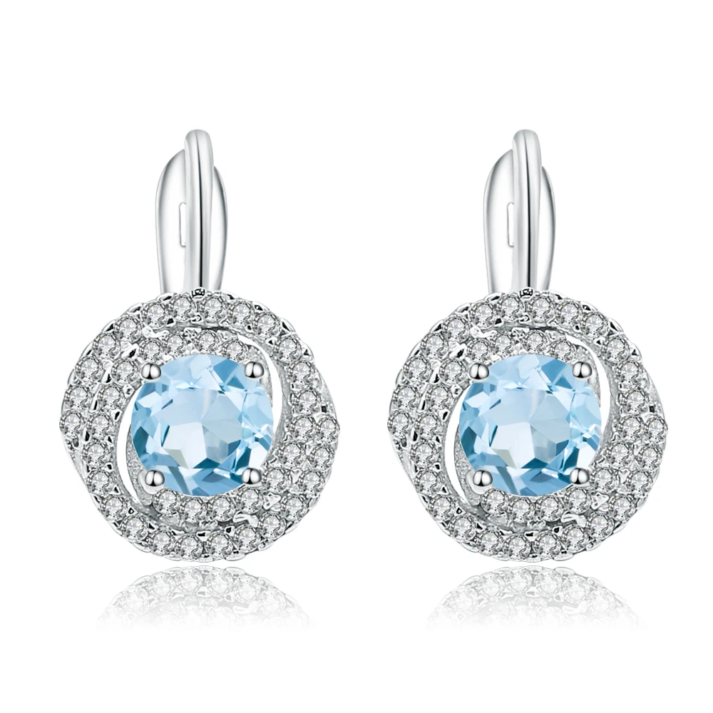 

Gem's Ballet 2.10Ct Natural Sky Blue Topaz Gemstone Stud Earrings 925 Sterling Silver Classic Fine Jewelry For Women Wedding