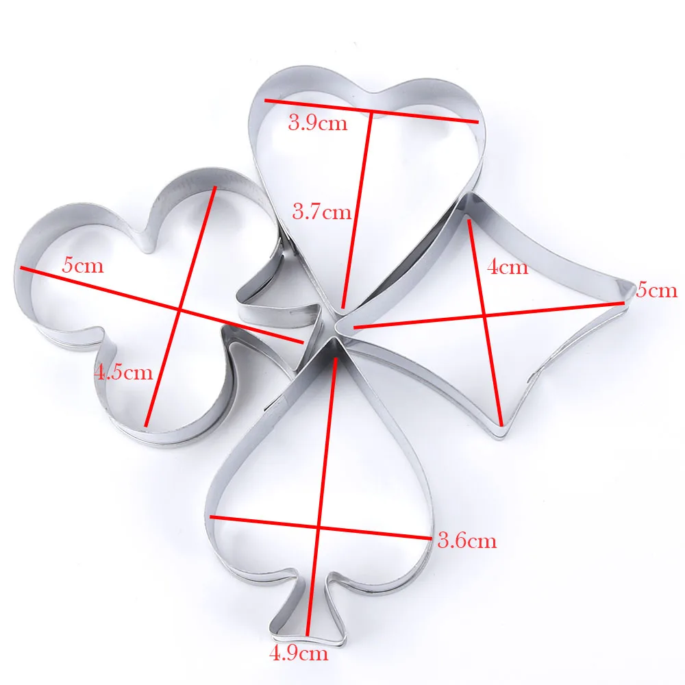 LINSBAYWU 4 шт./компл. Покер формы для печенья Нержавеющая сталь игральные карты торт помадной плесень Лопата сердце клуб Diamond Cutter печенье
