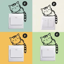 DIY Забавный милый спящий Кот переключатель в виде собаки наклейки ПВХ водонепроницаемые наклейки на стену украшение дома украшение спальни и гостиной